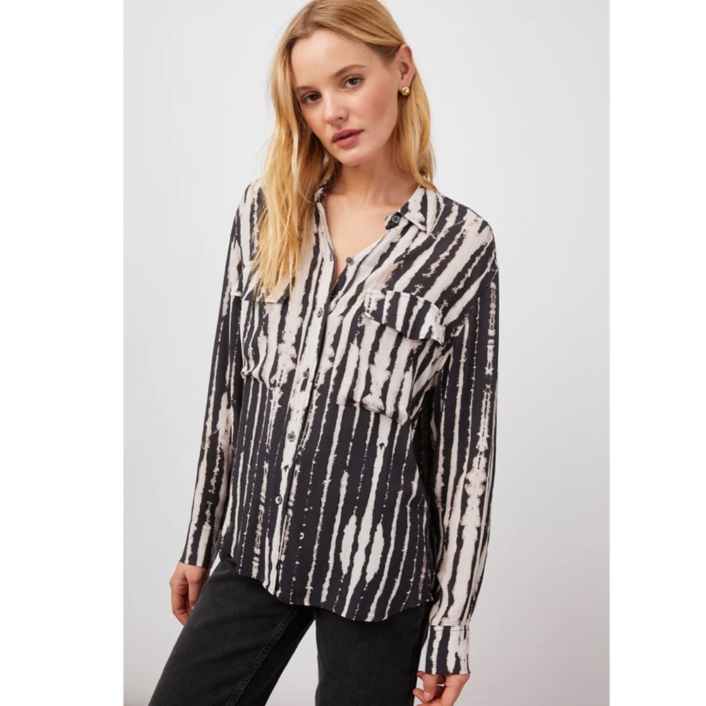 Rails Black and Cream Striped Button-Down Shirt